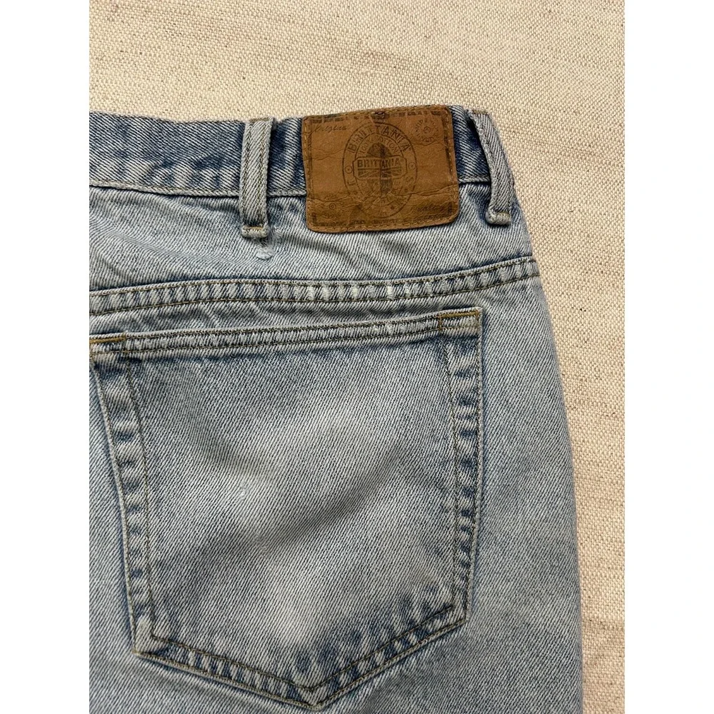 Britannia Vintage Denim Shorts Men's 38 Light Wash 100% Cotton Casual Jean Short